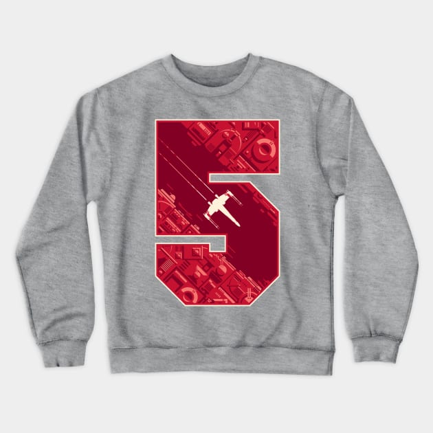 Red Five Crewneck Sweatshirt by obvian